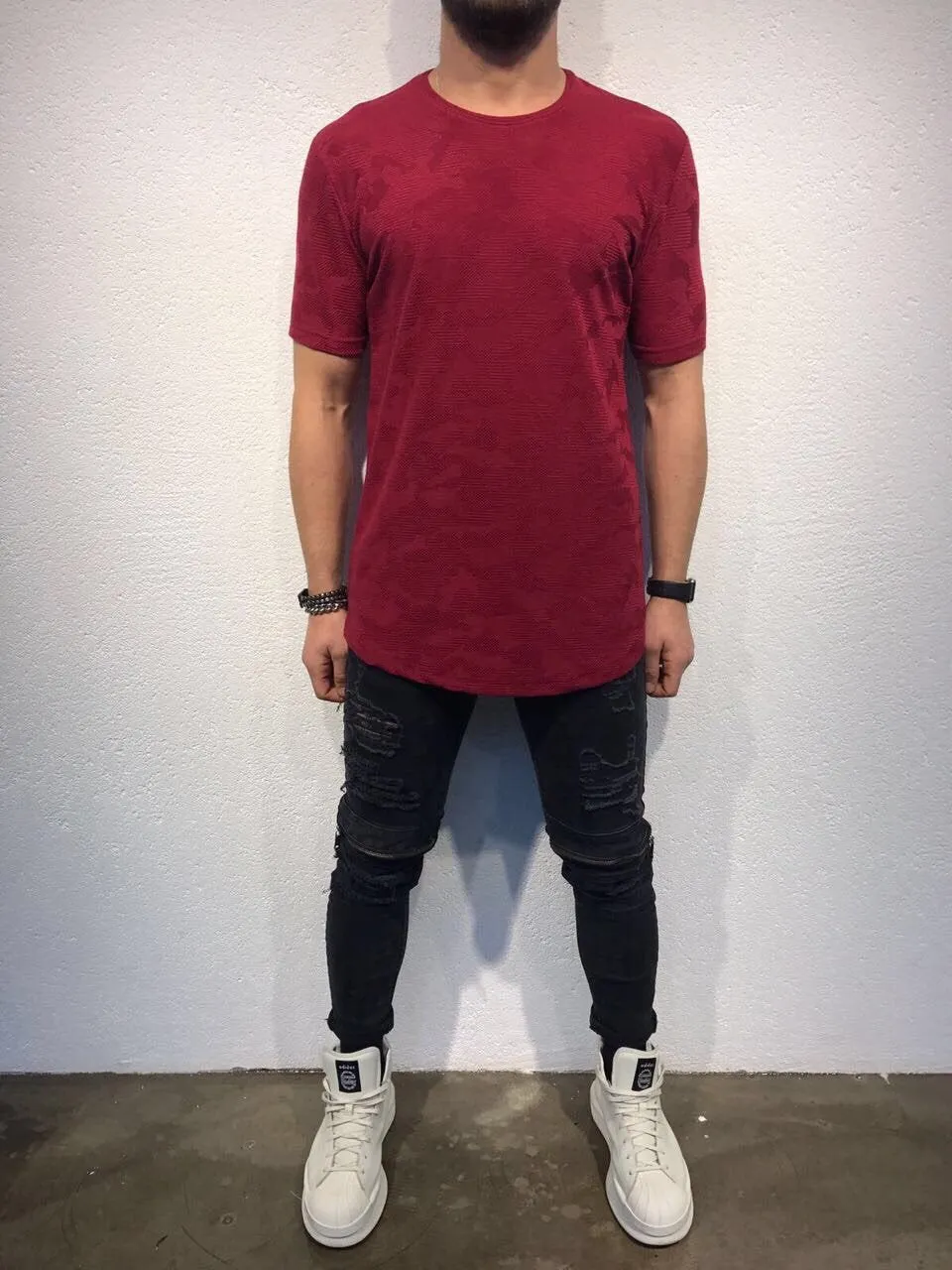 Red Pattern Oversize T-Shirt B31 Streetwear T-Shirts