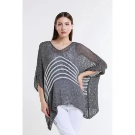 Rose Open Knit Sweater - Medium Gray