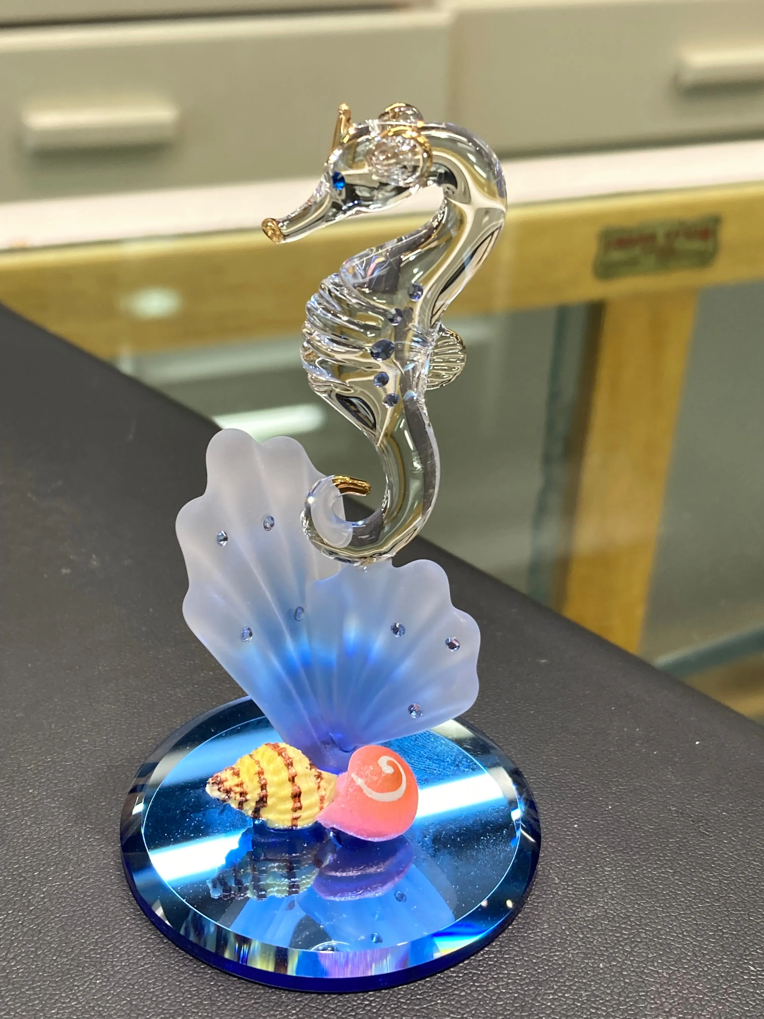 Seahorse Glass Figurine With Swarovski Elements