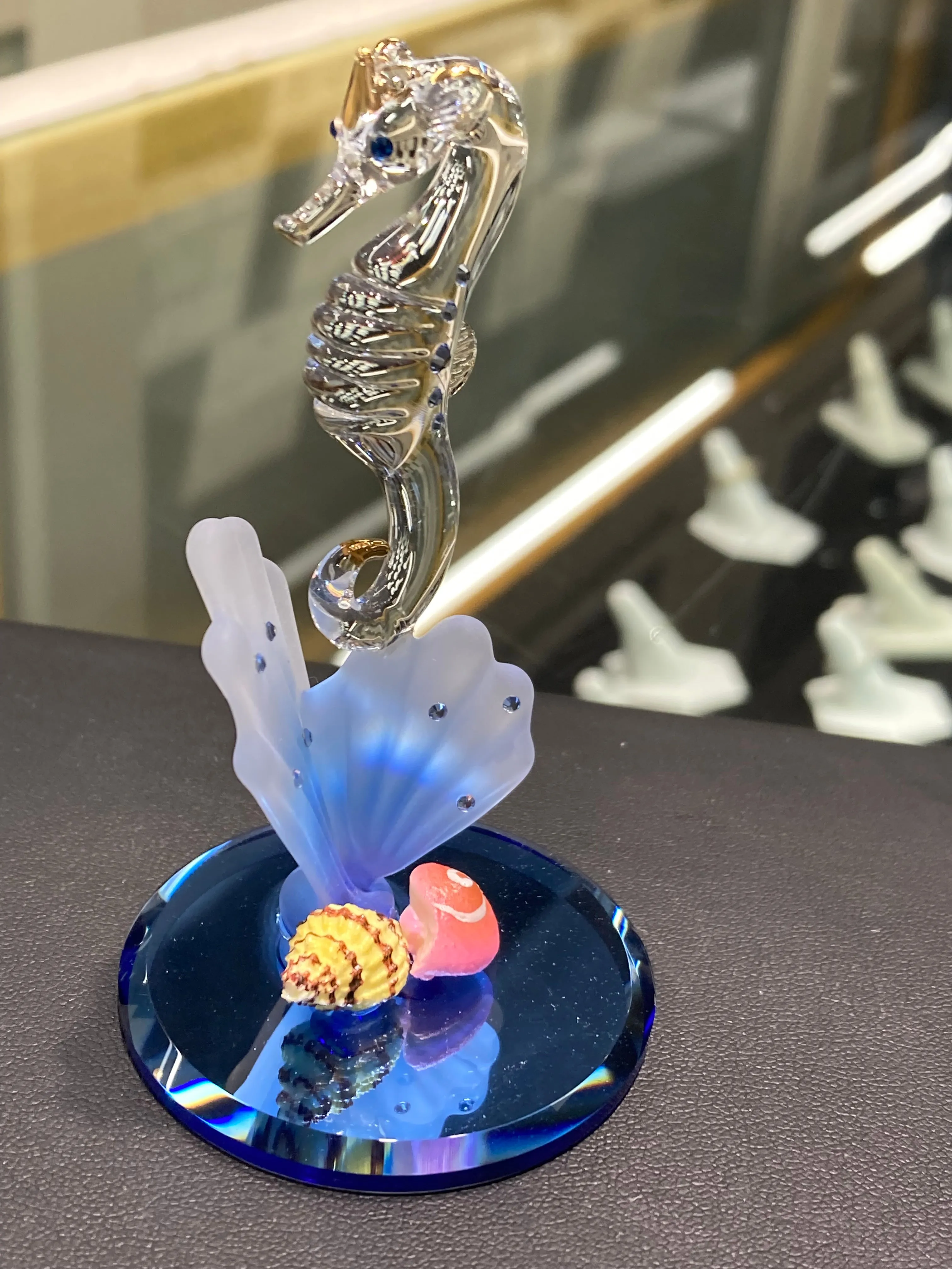 Seahorse Glass Figurine With Swarovski Elements