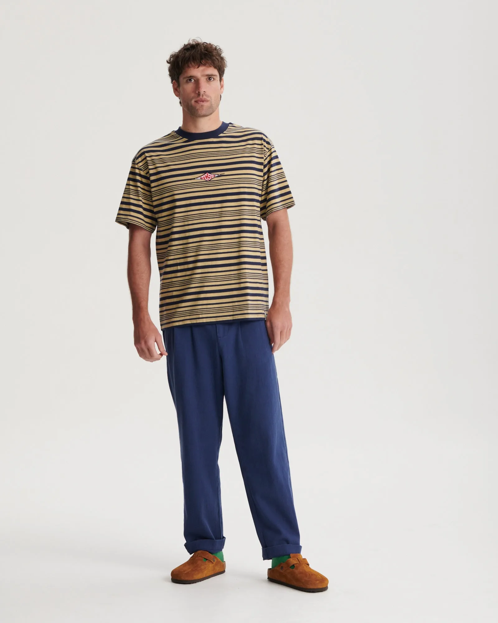 Sid Stripe Tee - Worker Blue