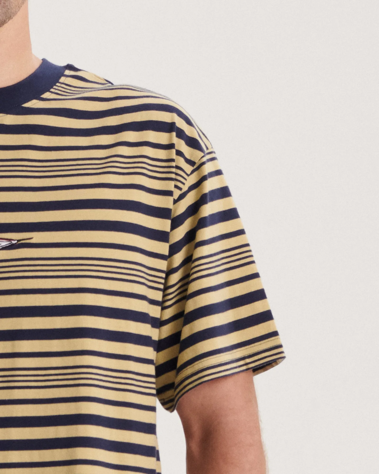 Sid Stripe Tee - Worker Blue