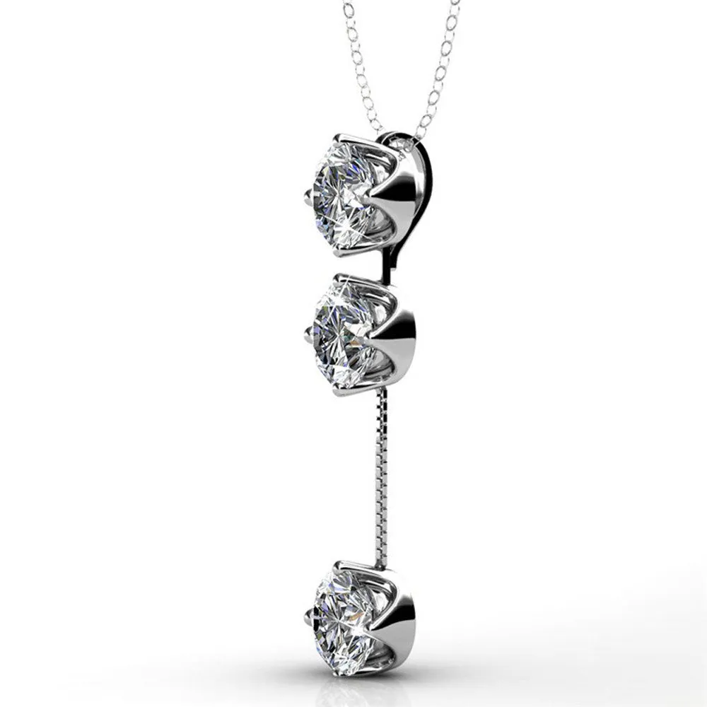 Sloane “Hero” 18k White Gold Plated Swarovski Drop Necklace