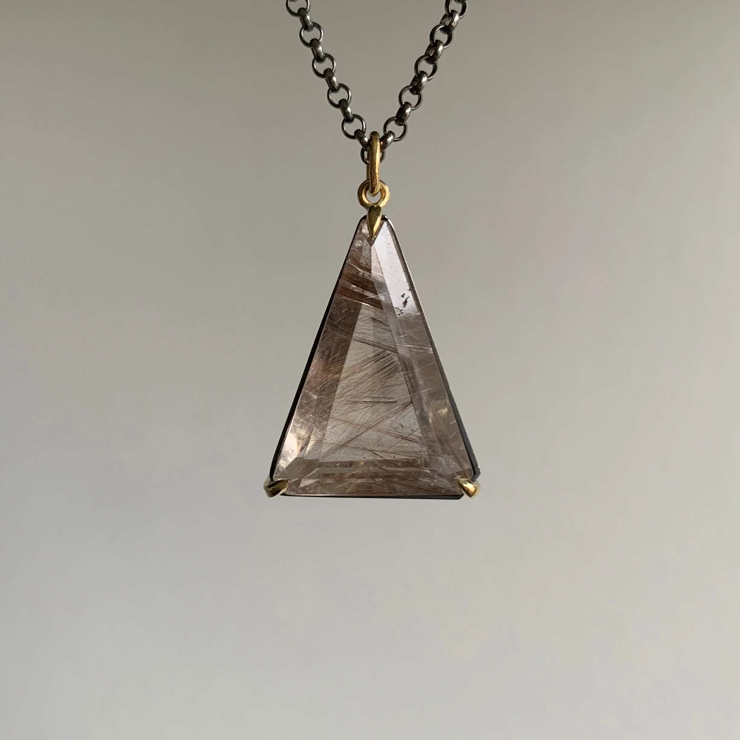 Smoky Rutilated Quartz Triangle Pendant