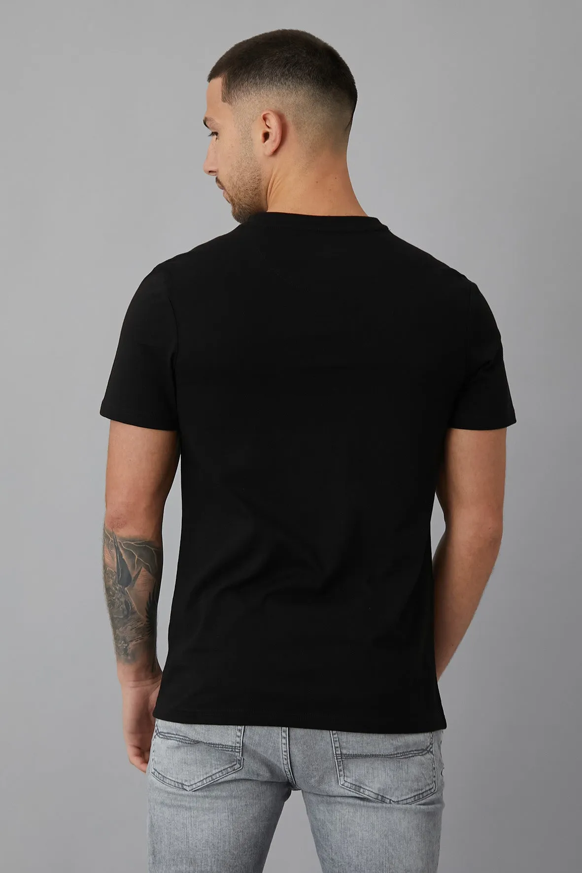 Space Printed crew neck t-shirt in Black